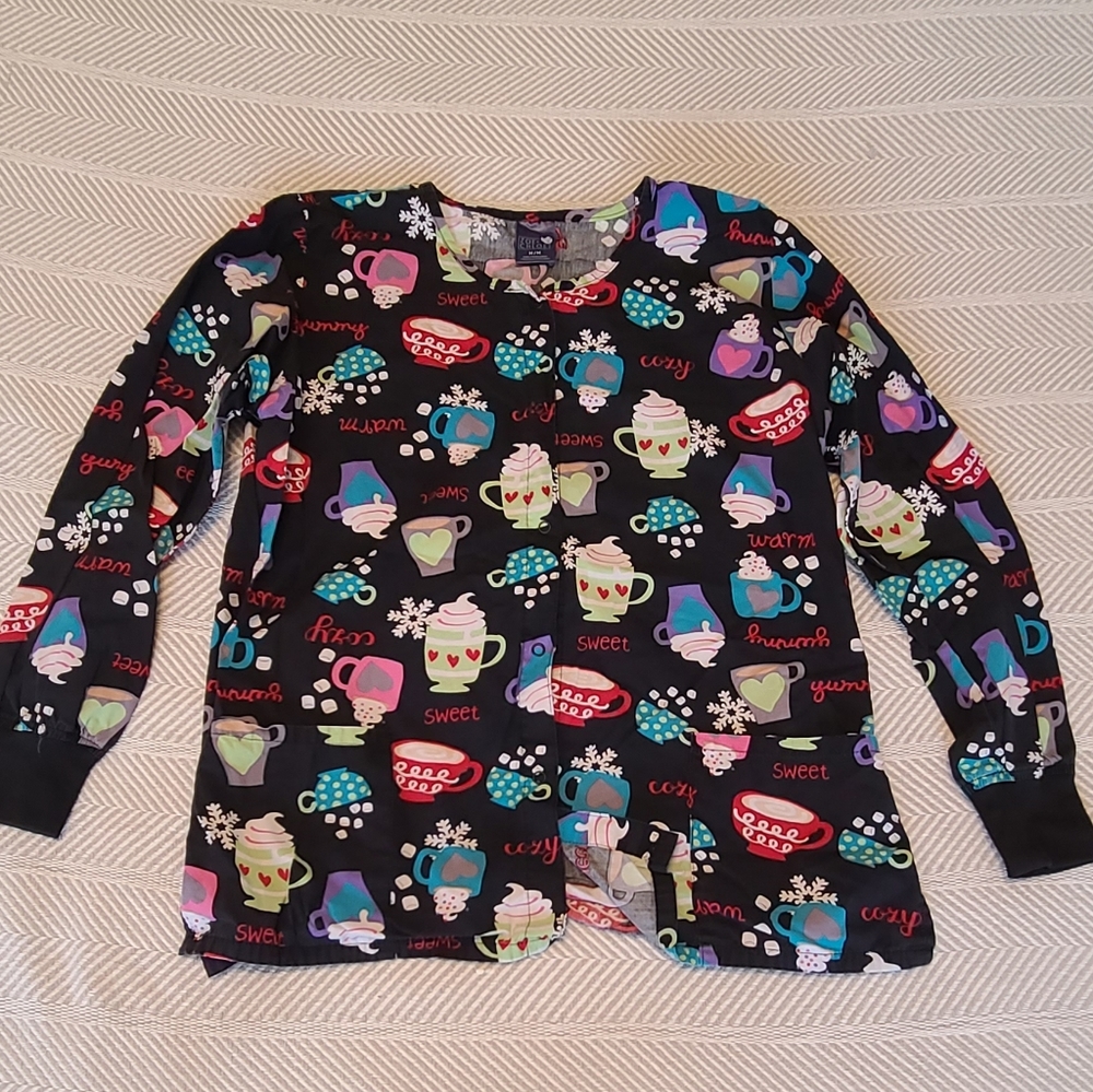 Zoe + Chloe Scrub Jacket Hot Cocoa Coffee Tea
